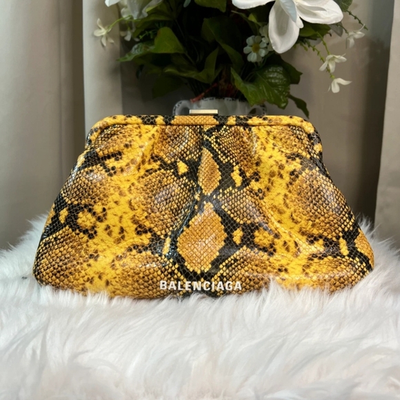 Balenciaga Python Effect Cloud Clutch - Picture 2 of 9